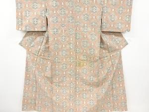 アンティーク　抽象模様織り出し手織り紬着物